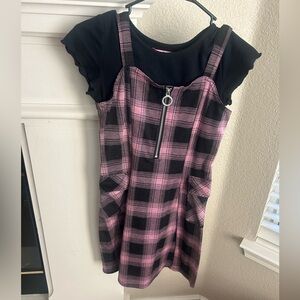 Limited Too Black and Pink Plaid Zipper Dress
